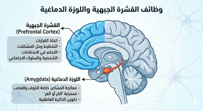 القشرة الجبهية واللوزة الدماغية